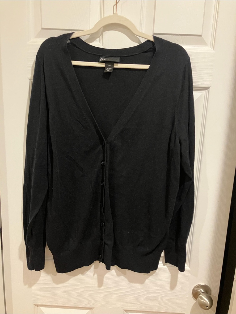 Lane Bryant Black V-Neck Button Cardigan